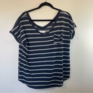Gilly Hicks Blue & Gray Vertical Stripe Short Sleeve Knit Shirt